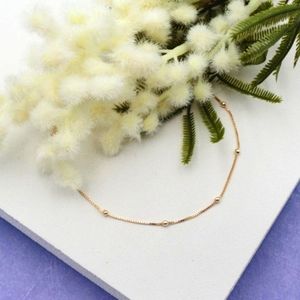 18K Rose Gold Filled Anklet - Style: Dainty Balls